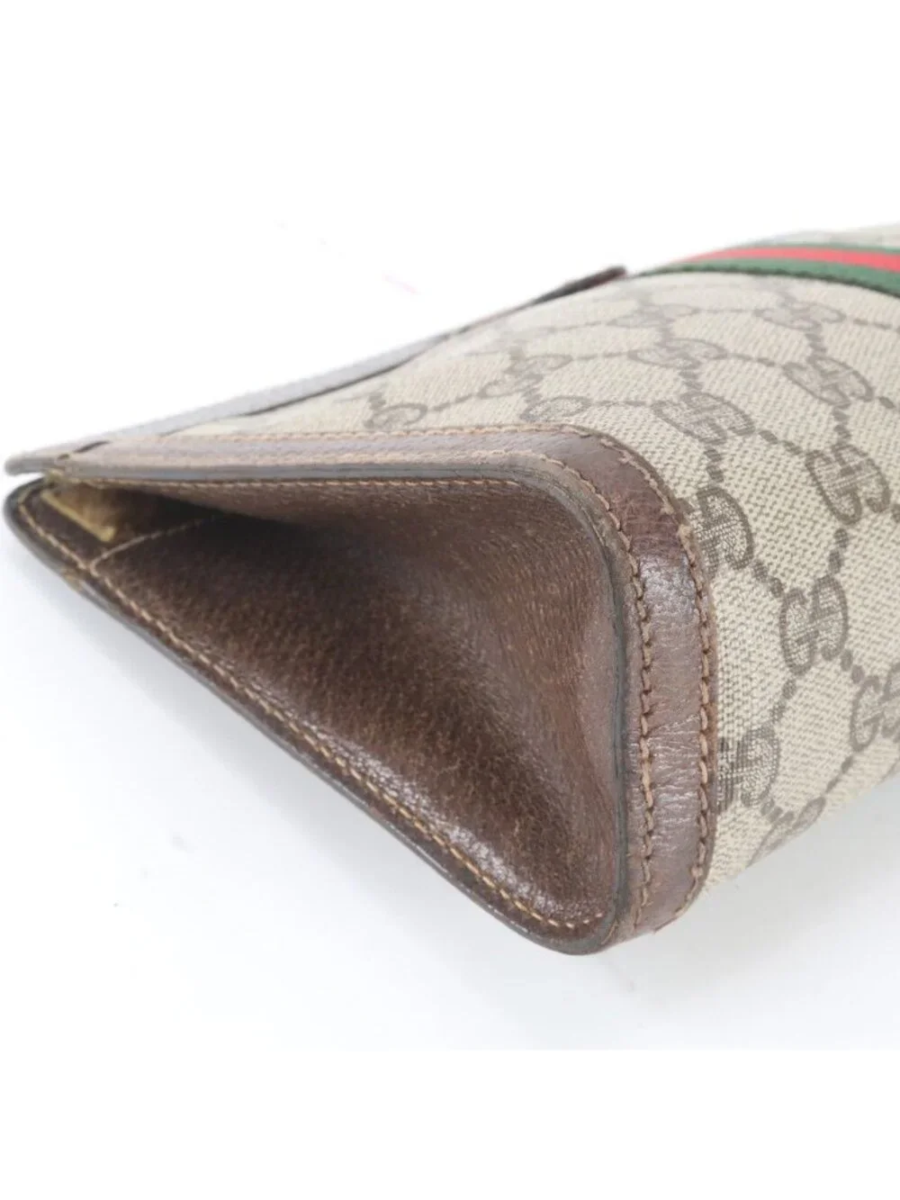 Gucci GG Supreme Sherry Line Leather Clutch Pouch Business